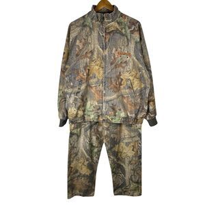 Set of Jacket Pants Scentlok Savanna Mens Sz L Camo Camoflauge Hunting Zip Odor